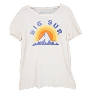 Chaser Wmns White Big Sur Graphic Relaxed Fit Tee Coastal Indie Vintage Inspired